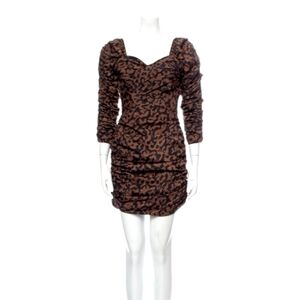 Nicholas Brown Animal Print Ruched Mini Dress